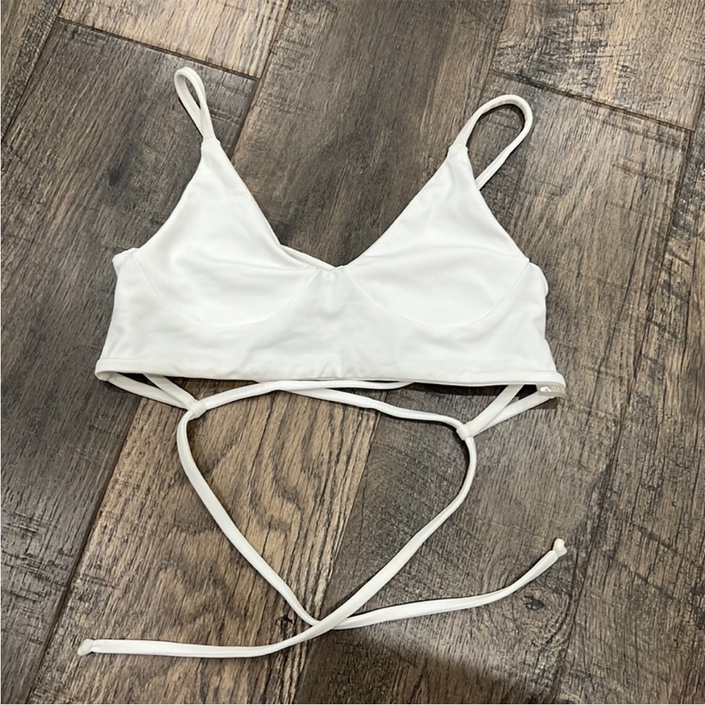 White Minimalist Bikini Top with Scoop Neckline